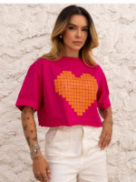 Cropped Oversize Coração Pixelado - Imagem 2