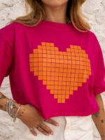 Cropped Oversize Coração Pixelado - Imagem 3